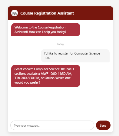 Freshmen Advising LLM interface showing policy questions and answers